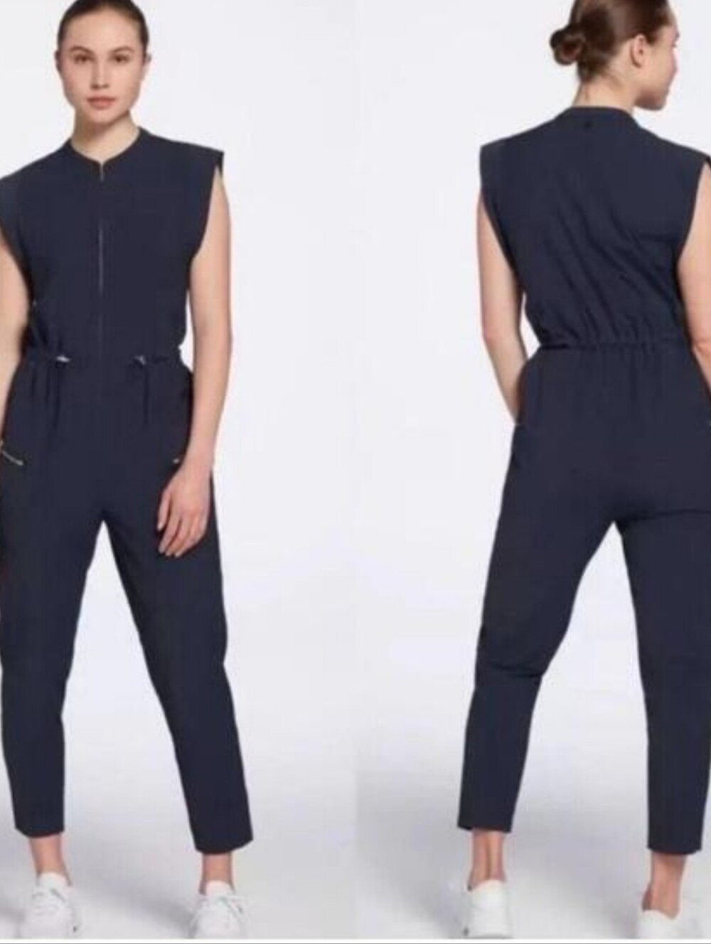 CALIA by Carrie Underwood Sleeveless Navy Zip-Front Jumpsuit